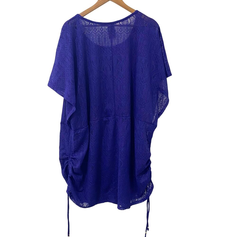 Catalina Swim Coverup Summer Top Womens Size 3X Purple Dolman Sleeves Lacy - Picture 2 of 11